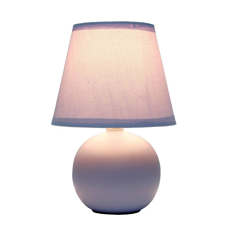 8.66" Petite Ceramic Orb Base Bedside Table Desk Lamp with Matching Tapered Drum Fabric Shade - Creekwood Home, 2 of 10