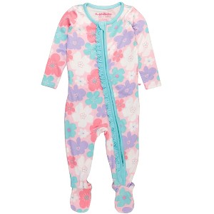 RuffleButts SoftSnooze Baby Girls Ruffle One Piece Footie Pajama - 1 of 4