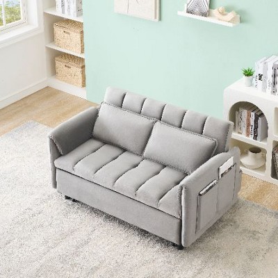 CAVINAS 52" Modern Velvet Sofa, 3 in 1 Convertible Sleep Sofa Bed, Sofa Pullout Bed, Loveseat Sofa with Back, Pillow, Pockets, Living Room Furniture