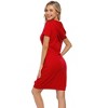 Women's Casual Short Sleeve Solid Color Pullover Hooded Tunic Dress with Kangaroo Pocket - 3 of 4