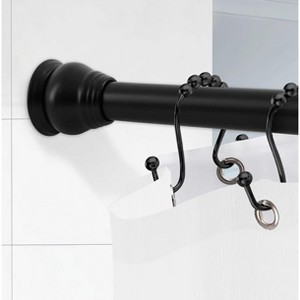 Home Mart Goods Matte Black Regent Metal Shower Curtain Tension Rod Rust Resistant Non-Slip - 42"-72" - 1 of 4
