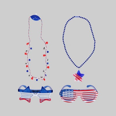 4ct Light-Up Necklaces and Glasses Red/White/Blue - Bullseye's Playground™