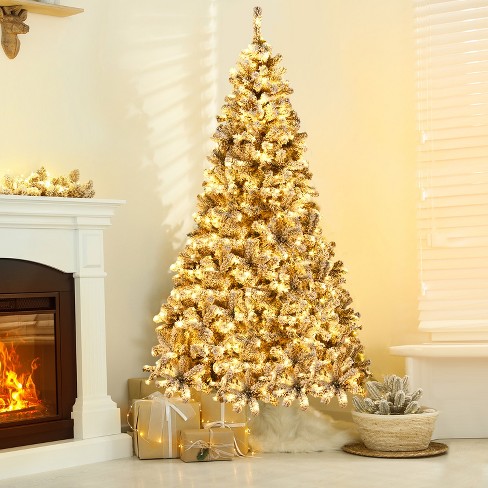 Costway Prelit 7.5ft Christmas Tree Flocked Xmas Snowy Tree 450 LED Lights - image 1 of 4