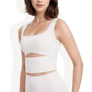 Anna-Kaci Active Women's Square Neck Sports Crop Top with Cutout Detail and Wide Shoulder Straps - 1 of 4