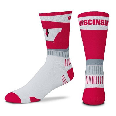 NCAA Wisconsin Badgers Men's Sport Fan Crew Socks - 10-13
