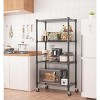 HOMDOX 30"W x 14"D x 72"H Wire Shelving Unit 1200LBS Capacity, 4-Tier Metal Storage Shelves with Wheels, Heavy Duty Adjustable Rack, Black - 2 of 4