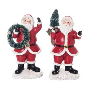 Transpac Christmas Resin Santa w/Sisal Wreath/Tree Figurine Set of 2 Christmas Home Decorations - 1 of 1