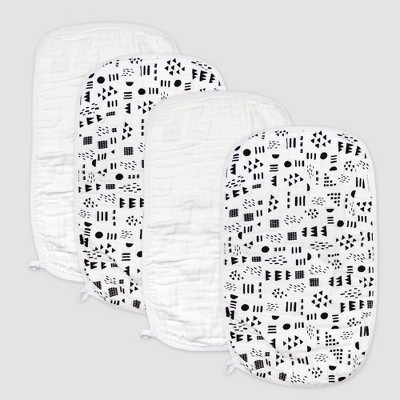 Honest Baby 4pk Organic Cotton Pattern Play Burp Cloth