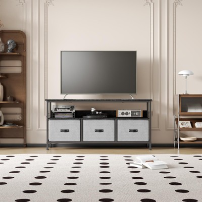 GustoWave Dresser TV Stand with 3 Fabric Drawer, Media Console for 55 Inch TV,  TV Console Table with Storage, Entertainment Center with Open Shelf