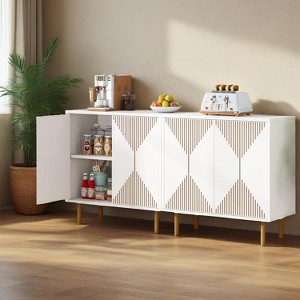 KTMBDW Sideboard Buffet Cabinet - Modern Larger Credenza Kitchen Storage Cabinet with 4 Doors - Accent Buffet Console Table for Dining Room Hallway - 1 of 4