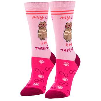 Cool Socks, Cat Therapist, Funny Novelty Socks, Medium