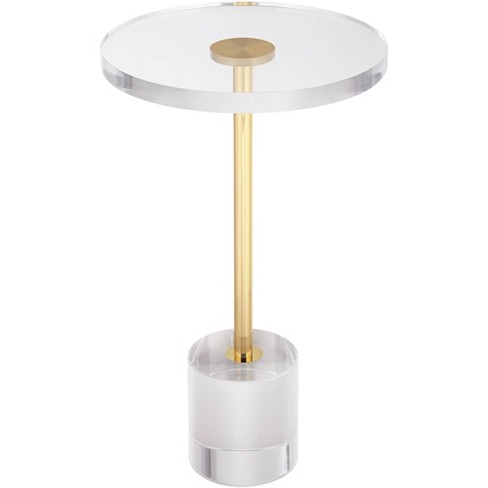 55 Downing Street Callie 14" Wide Gold and Clear Acrylic Round Side Table - image 1 of 4