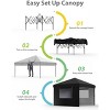 Garvee 10x10 Pop Up Canopy Tent Outdoor Canopy One-Person Set Up Heavy Duty Commercial Instant Tent Shelter, 3-Sidewall - 3 of 4