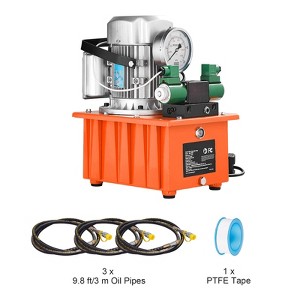 VEVOR Electric Hydraulic Pump, 10000 PSI 750W 110V 488 in³/8L Capacity, Double Acting Solenoid Valve, Electric Driven Hydraulic Pump, Orange - 1 of 4