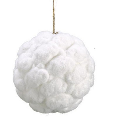 Allstate Floral White Snow Ball Moss Christmas Ball Ornament 8" (200mm)