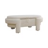 DOMETOUR Off-White Living Room Ottoman - Elegant Upholstered Footstool with Storage - 2 of 4