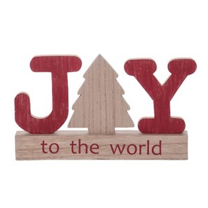 Transpac Wood 11 in. Multicolor Christmas Rustic Joy To The World - 1 of 4