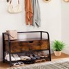 Homhougo Vintage Shoe Storage Bench, Industrial Indoor Entryway Shoe Bench, Lift Top Shoe Organizer Cabinet Brown - 4 of 4