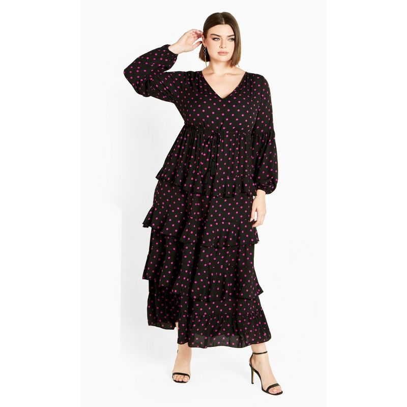 Women's Plus Size Violet Print Maxi Dress - violet spot | AVENUE, 2 of 7