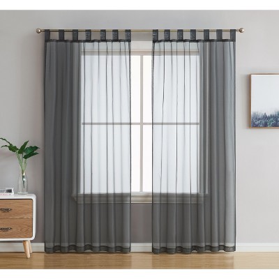 HLC.ME Tab Top Window Curtain Sheer Voile Panels for Living room & Bedroom, Set of 2