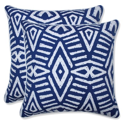 16.5" 2pk Geometric Dimensions Throw Pillows Blue - Pillow Perfect