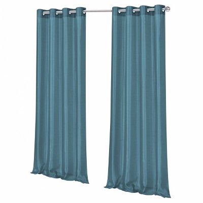 Seaside Blue Faux Silk Sheer Grommet Curtain Panel, 52 x 84