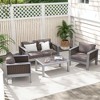 Costway 4 PCS Aluminum Patio Furniture Set with Thick Cushions & Tempered Glass Tabletop - image 4 of 4