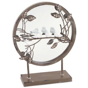 Melrose New Romance Round Tabletop Mirror with Perched Birds on Branch 12.5" - 1 of 1