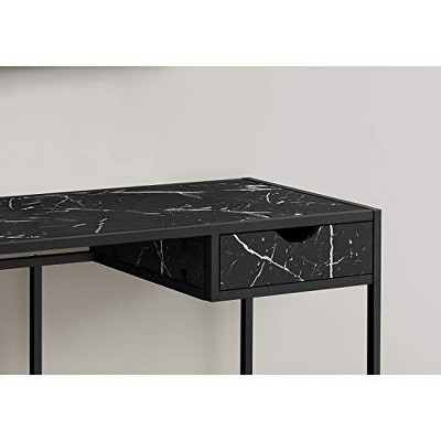 Modern Industrial 42'' Black Marble-Look Home Office Desk with Drawer