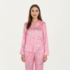 Anna-Kaci Lounge Women's 2-Piece Set Long Sleeve Button Front Pajama Set with Ribbon Print and Soft Silky Fabric for Relaxed Comfort - 2 of 4