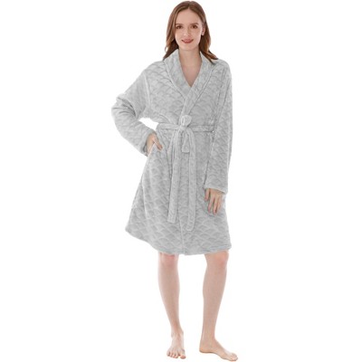 PAVILIA Short Robes for Women, Plush Soft Bathrobe Womens Lightweight, Fluffy Fuzzy Robe Knee Length, Shower Spa