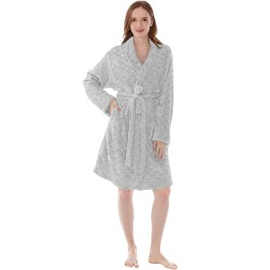PAVILIA Short Robes for Women, Plush Soft Bathrobe Womens Lightweight, Fluffy Fuzzy Robe Knee Length, Shower Spa - 1 of 4