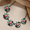 SOHI Women's Multicolour Party Stone Statement Necklace - 3 of 4