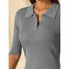 Hobemty Women's Sweater Dress Lapel Collar Short Sleeve Casual Knit Polo Dresses - 4 of 4