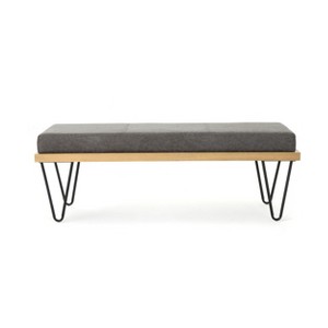 TiramisuBest Ottoman Bench - Light Grey Fabric Entryway Bench, 47.25"L x 17.5"W x 16.5"H - 1 of 4