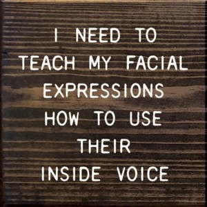Slickblue Funny Facial Expression Wood Sign – Inside Voice Quote – 7x7 Rustic Wall Decor, Color Options - 1 of 3