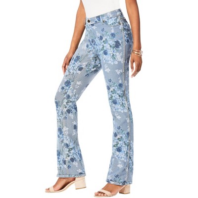 Roaman's Women's Plus Size Reversible Printed Bootcut Jean