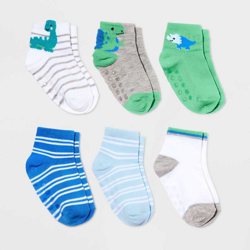 Baby Boys' 6pk Dinosaur Printed Low Cut Socks - Cat & Jack™, 1 of 5