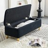 Rectangular Ottoman With Gold Decoration Strip,Velvet Bench With Storage ,Upholstered Storage Benches,Benches For Living Room-Cuddlewood - 3 of 4