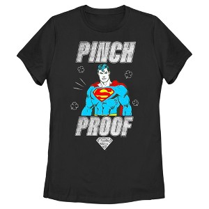 Women's Superman St. Patrick's Day Pinch Proof Man of Steel T-Shirt - 1 of 4