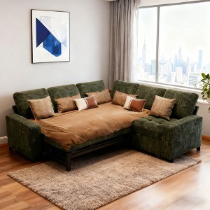 Dyonery 5-Seat Sectional Sleeper Sofa Bed with Pull Out Bed,Adjustable Backrest,USB Ports Convertible L Shaped Sectional Couches,Tool-Free Assembly - 1 of 4