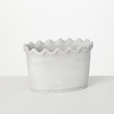 Sullivans Scalloped Edge Dish Garden Ceramic Planter 6.5"H