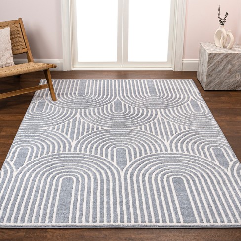 JONATHAN Y Ariana MidCentury Art Deco Striped Arches Two-Tone High-Low Area Rug - image 1 of 4