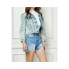 Women's Stripe Rhinestone Distressed Denim Jacket - Veveret - 3 of 4