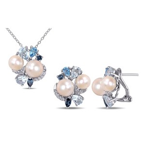 EVERLY JEWELRY Sterling Silver Cultured Freshwater Pearl, Blue