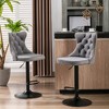 Lyngins Modern 2-Piece Adjustable Height Counter Height Bar Stool, Velvet Swivel Counter Stools, Upholstered Bar Stools with Black Base for Kitchen - 3 of 4