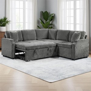 Merax L-Shaped Sectional Sofa Bed with Pull-Out Sleeper and Hidden Storage - 1 of 4