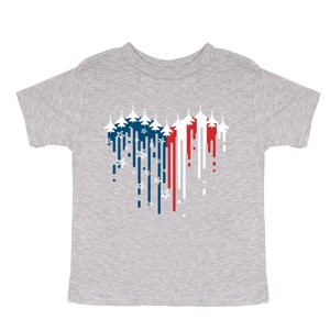 The Juniper Shop Patriotic Plane Heart Toddler Short Sleeve Tee - 1 of 4