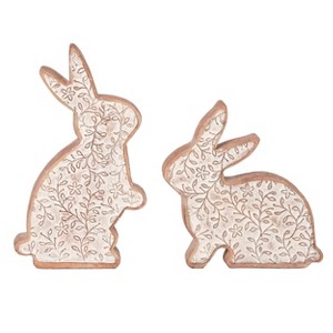 Transpac Resin 8.5" White Easter Bunny Decor Set of 2 - 1 of 4