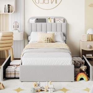 GustoWave Bed Frame with Storage Headboard, 2 Drawers - 1 of 4